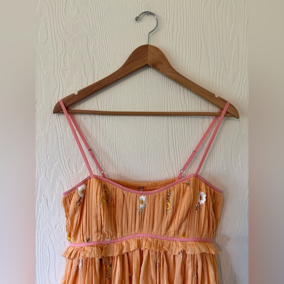 Free People Alana Babydoll Floral Apricot Peach Mini Strappy Sundress Dress - Picture 14 of 17
